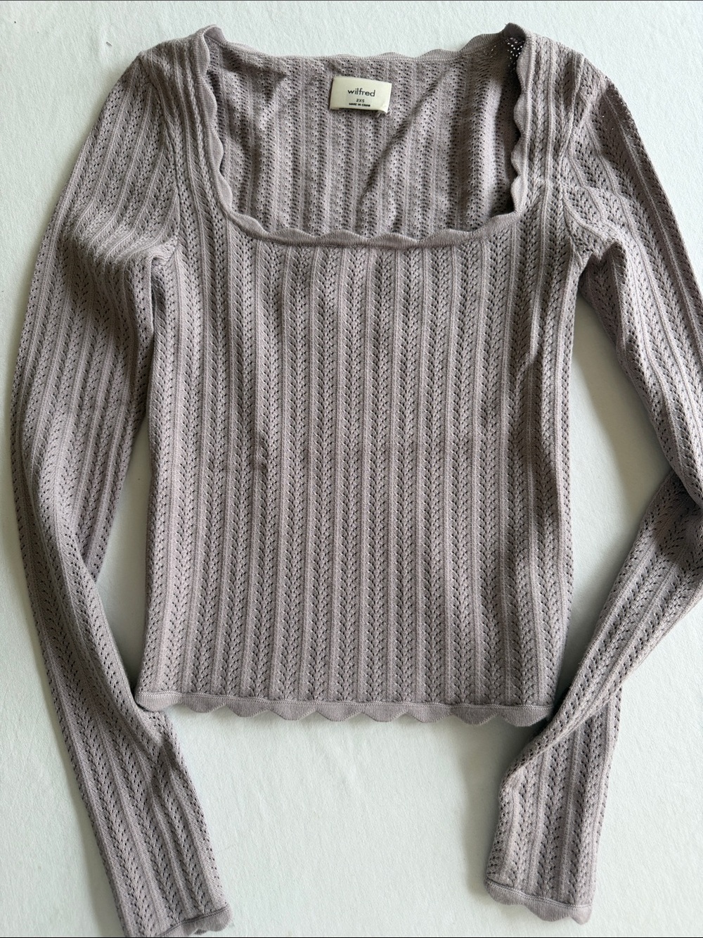 Wilfred Lavender Scallop Edge Knit Top XXS